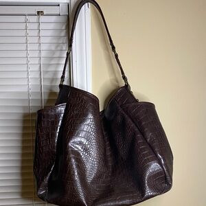 Simply Vera Vera Wang Dark Brown Embossed Shoulder Bag